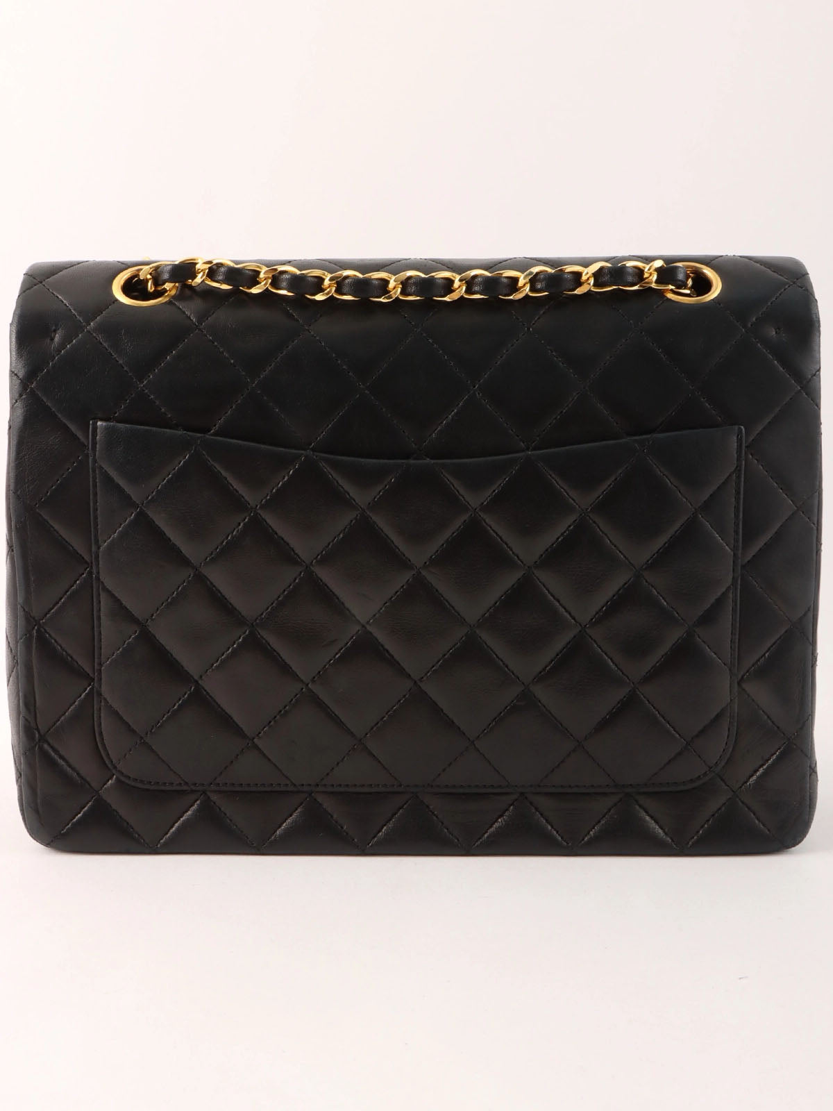 1990's Big Square Classic Flap Chain Bag in Black