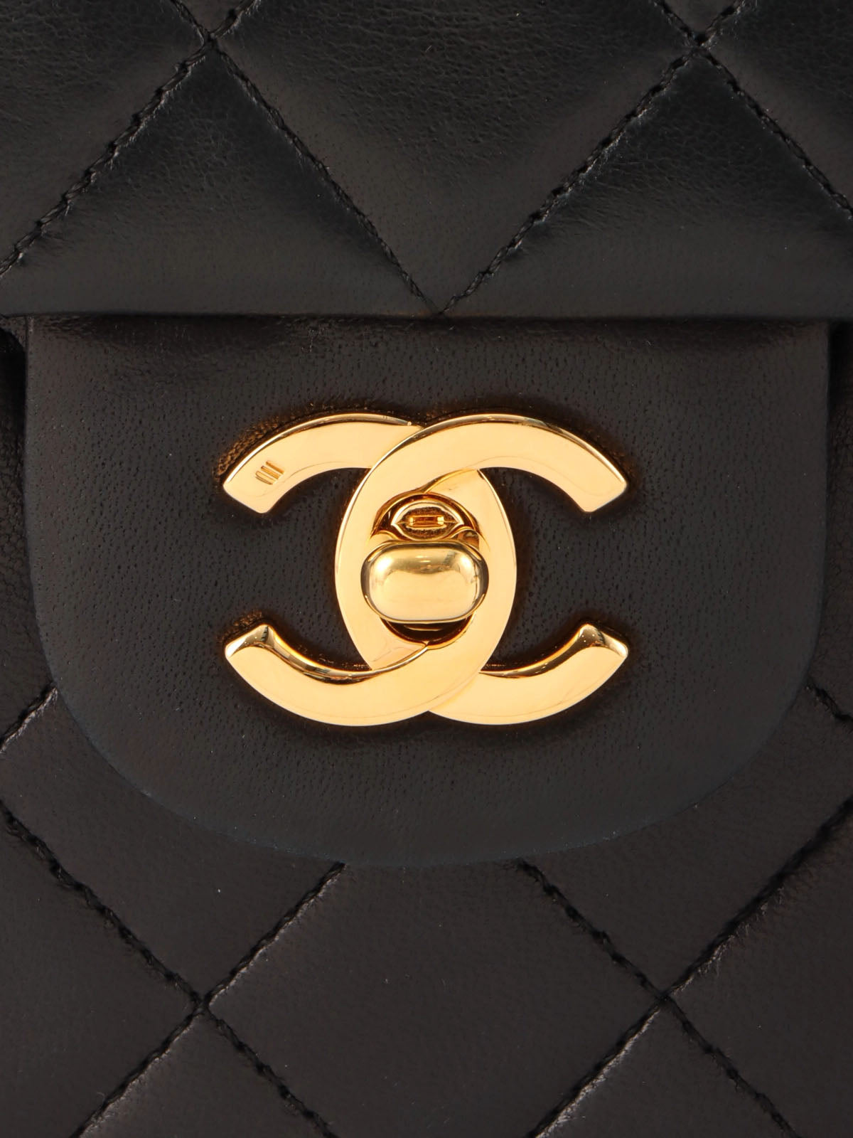 1990's Big Square Classic Flap Chain Bag in Black