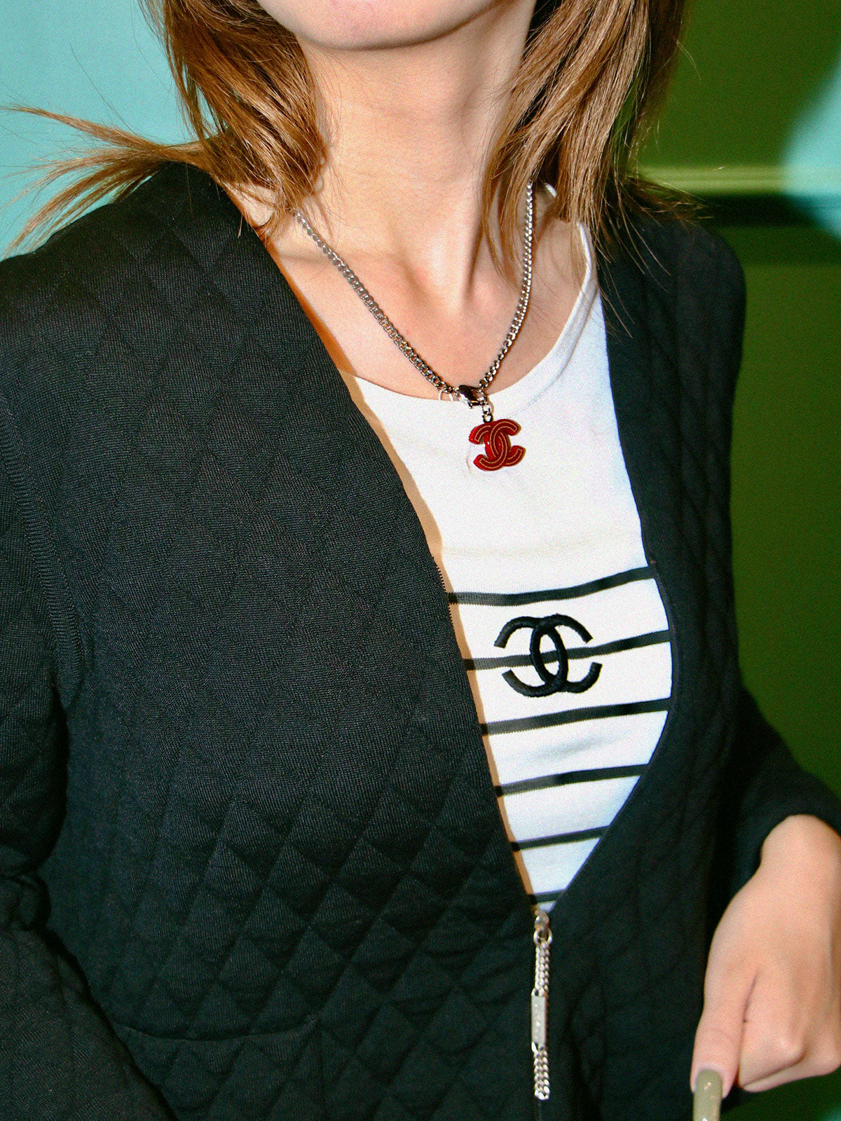 2005年製　CCマークネックレス　レッド／シルバー