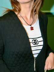 2005年製　CCマークネックレス　レッド／シルバー