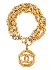 Round Cutout CC Mark Chain Bracelet in Gold