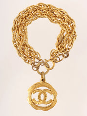 Round Cutout CC Mark Chain Bracelet in Gold
