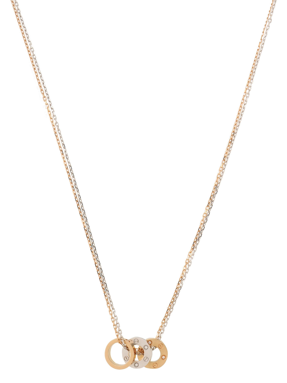 18K Gold Diamond Love Three Hoop Necklace