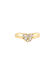 18K爱心钻石戒指 金色
