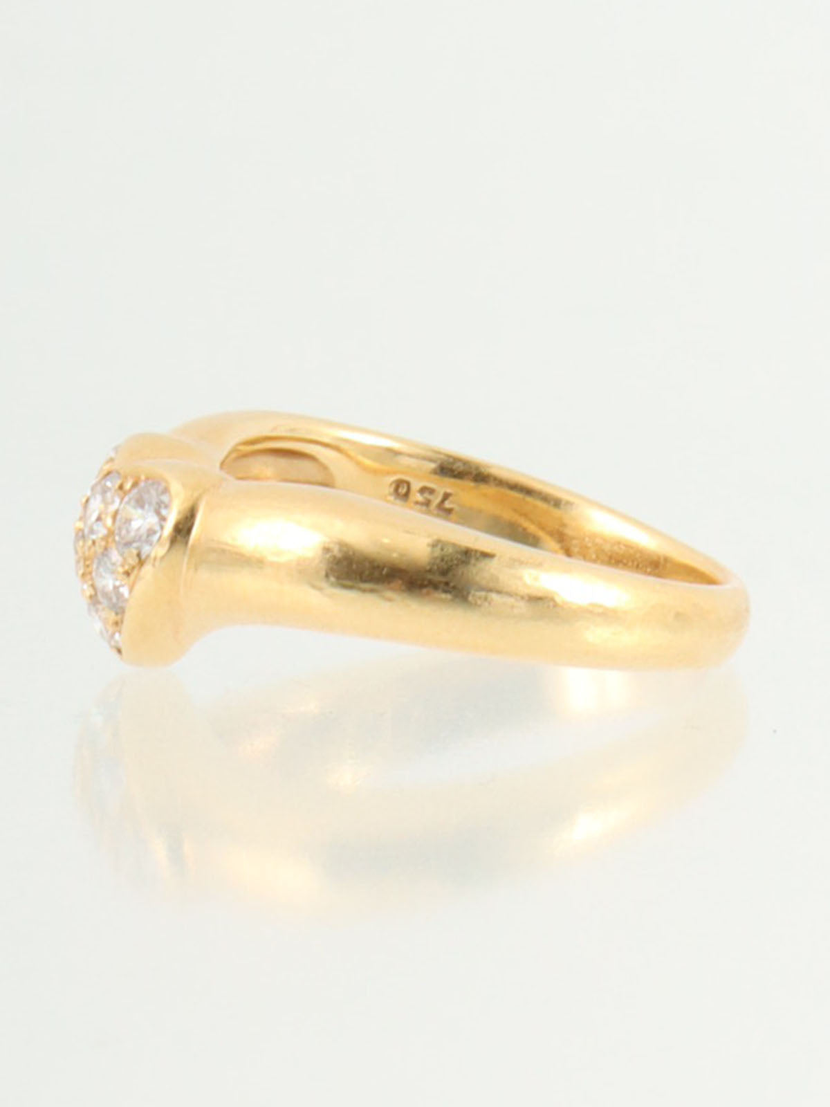 18K爱心钻石戒指 金色