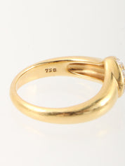 18K爱心钻石戒指 金色