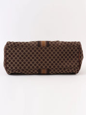 マカダムパターンロゴプレートハンドバッグ　ブラウン