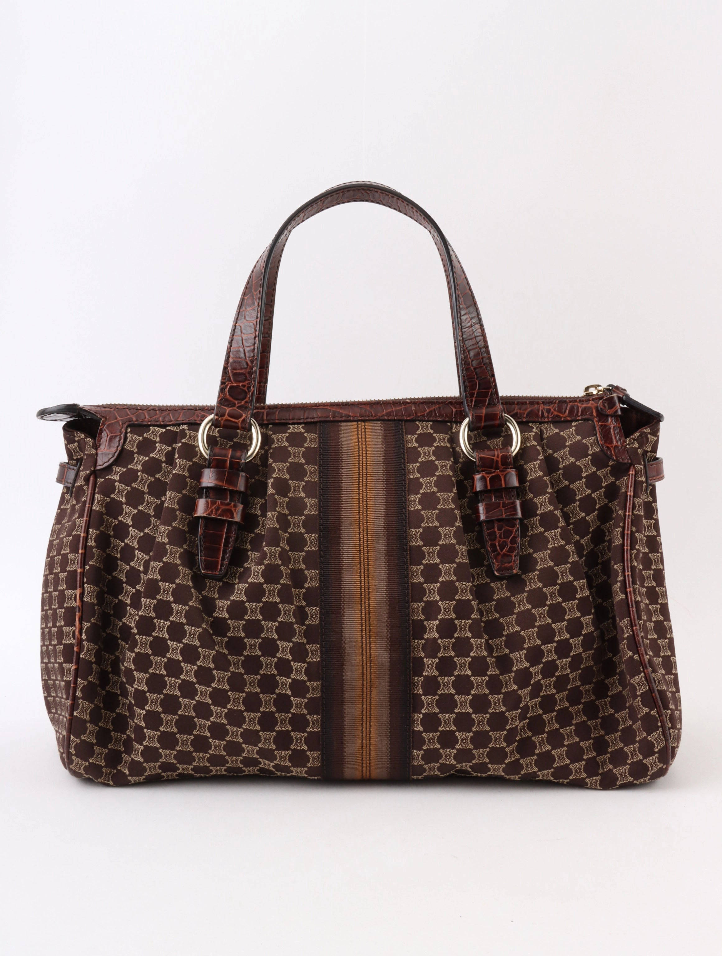 Macadam Pattern Logo Plate Handbag Brown