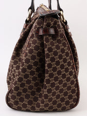 Macadam Pattern Logo Plate Handbag Brown
