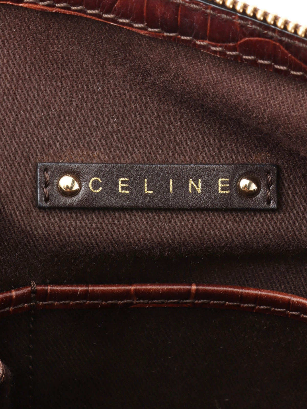 マカダムパターンロゴプレートハンドバッグ　ブラウン