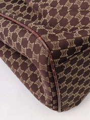 マカダムパターンロゴプレートハンドバッグ　ブラウン