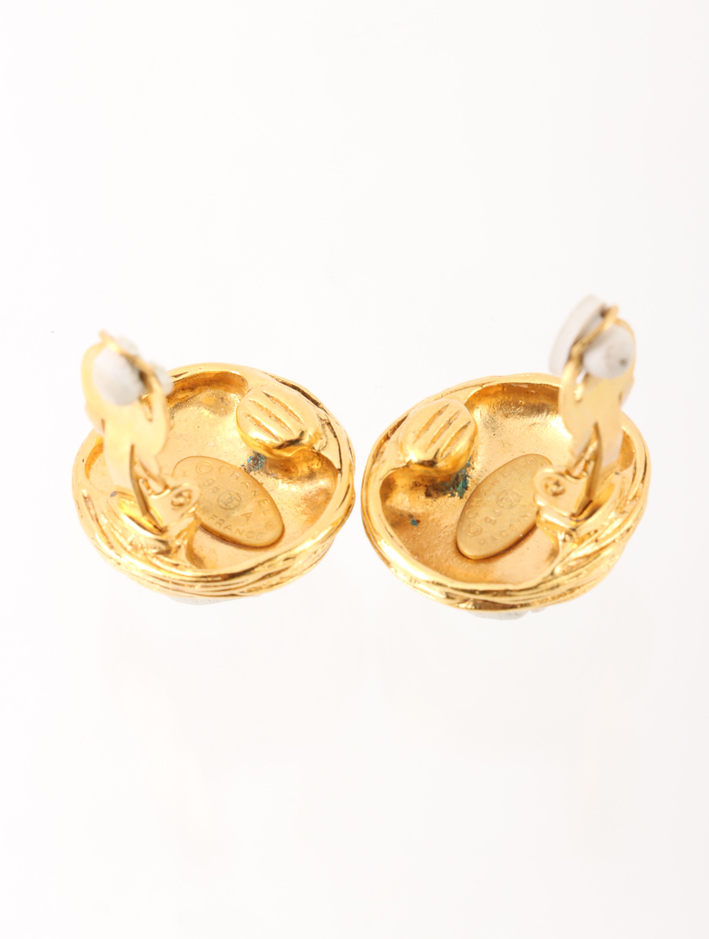 1994年製　ラウンドCCマークイヤリング　ゴールド