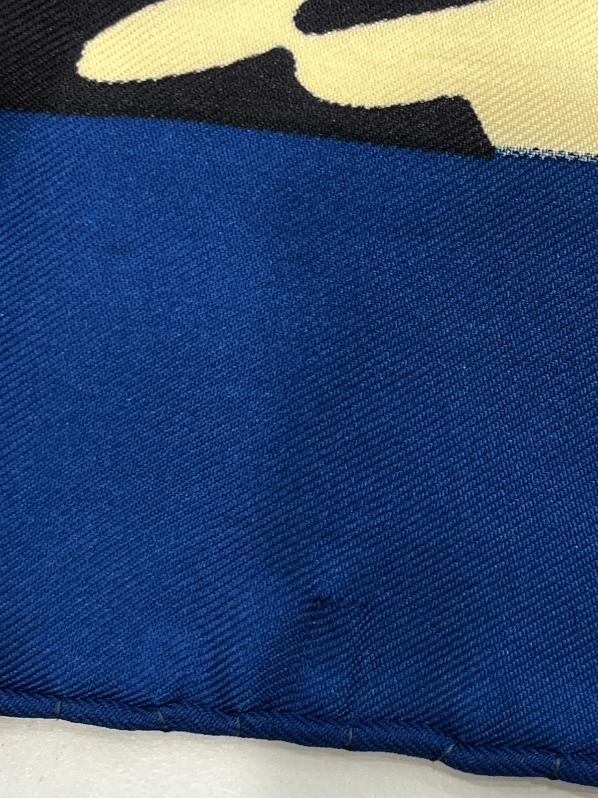Multi-motif logo design scarf in blue/red/multi