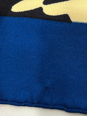 Multi-motif logo design scarf in blue/red/multi