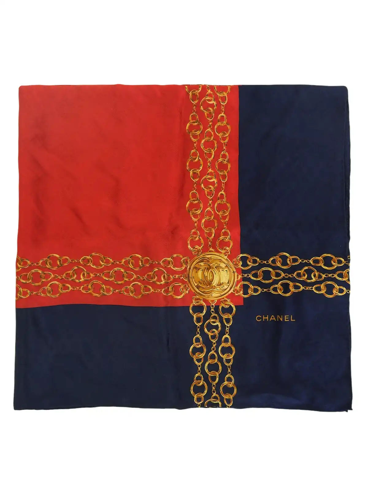 CC Mark Chain Belt Pattern Scarf Navy/Red