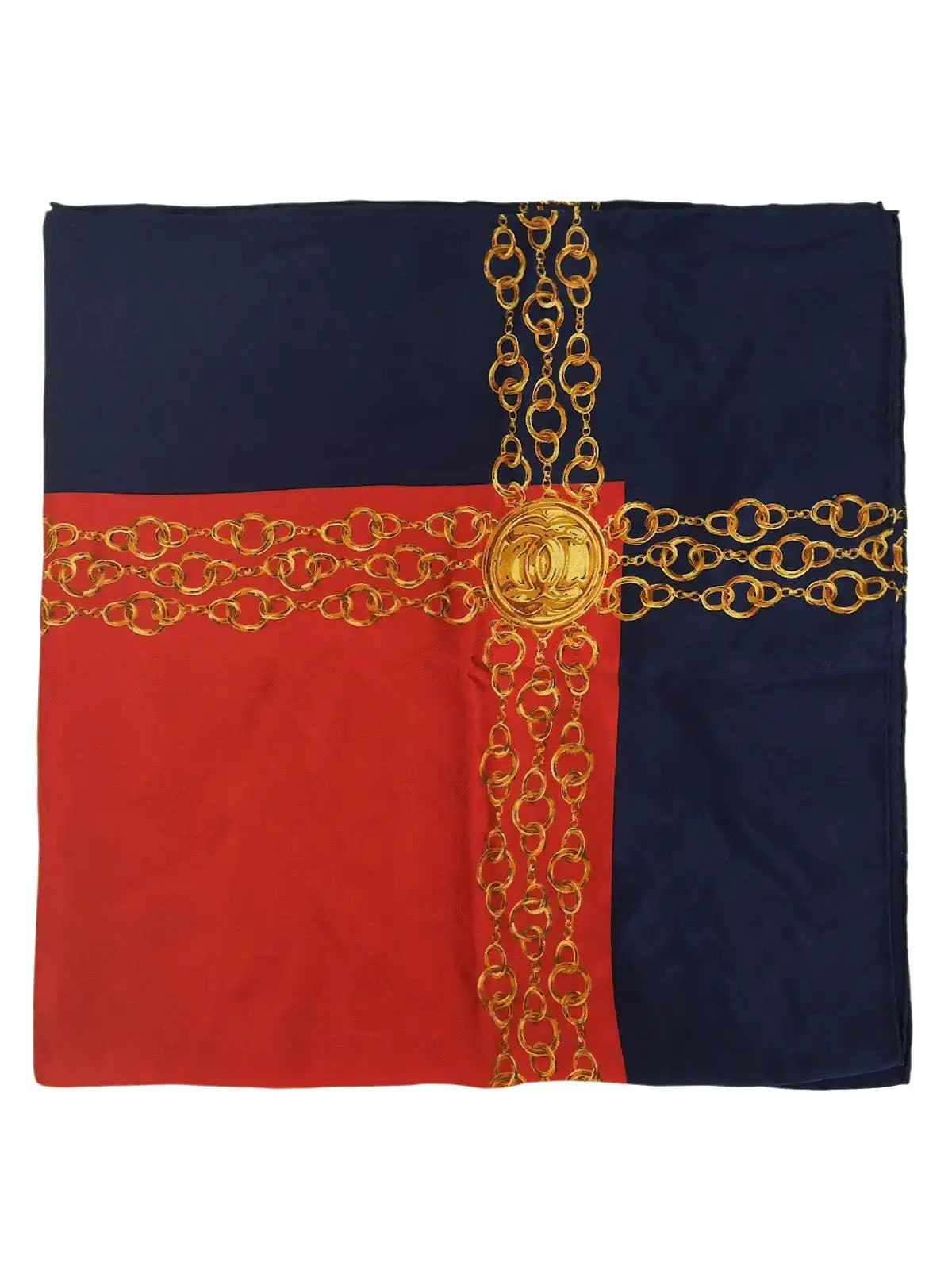 CC Mark Chain Belt Pattern Scarf Navy/Red