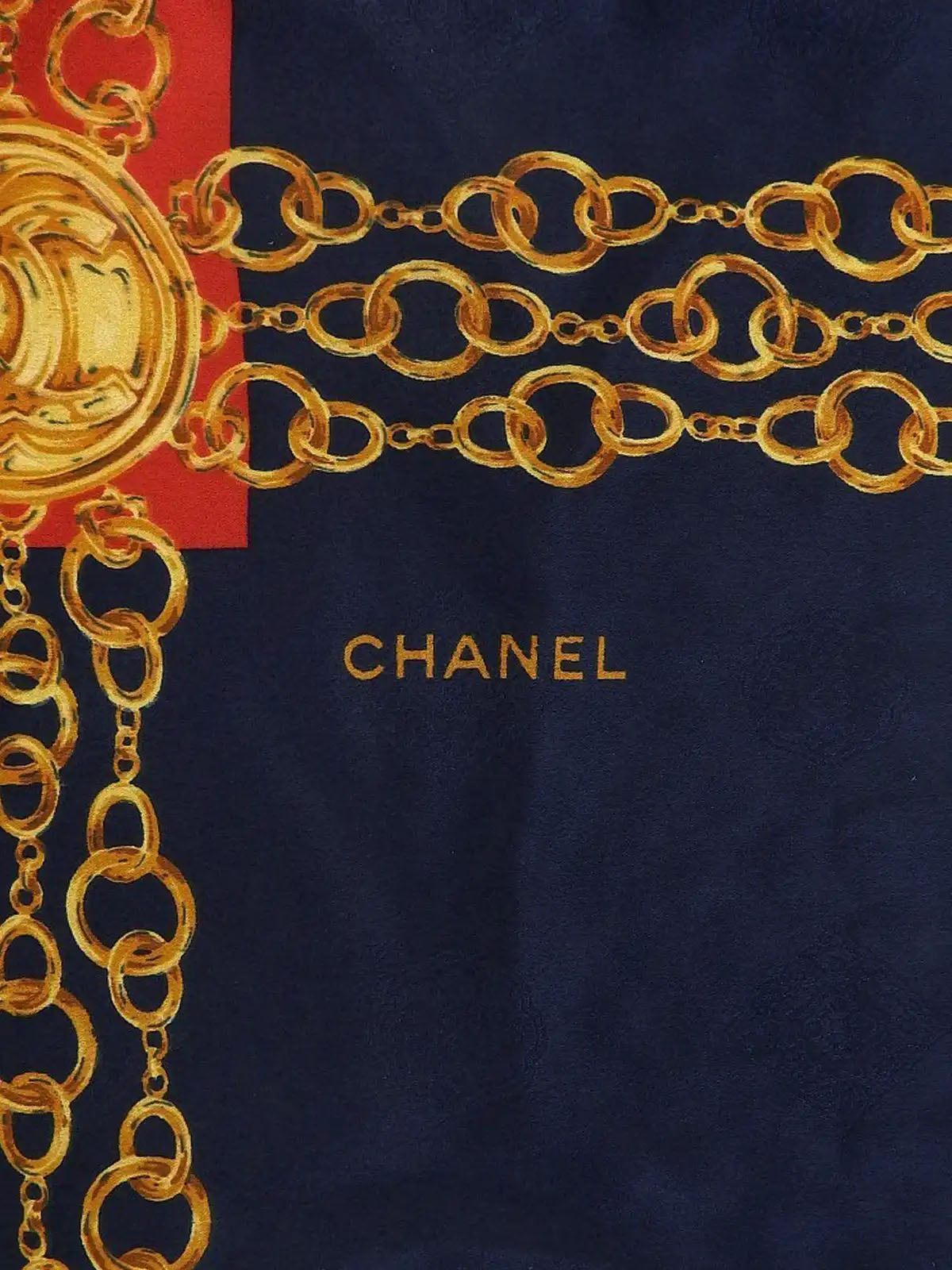 CC Mark Chain Belt Pattern Scarf Navy/Red