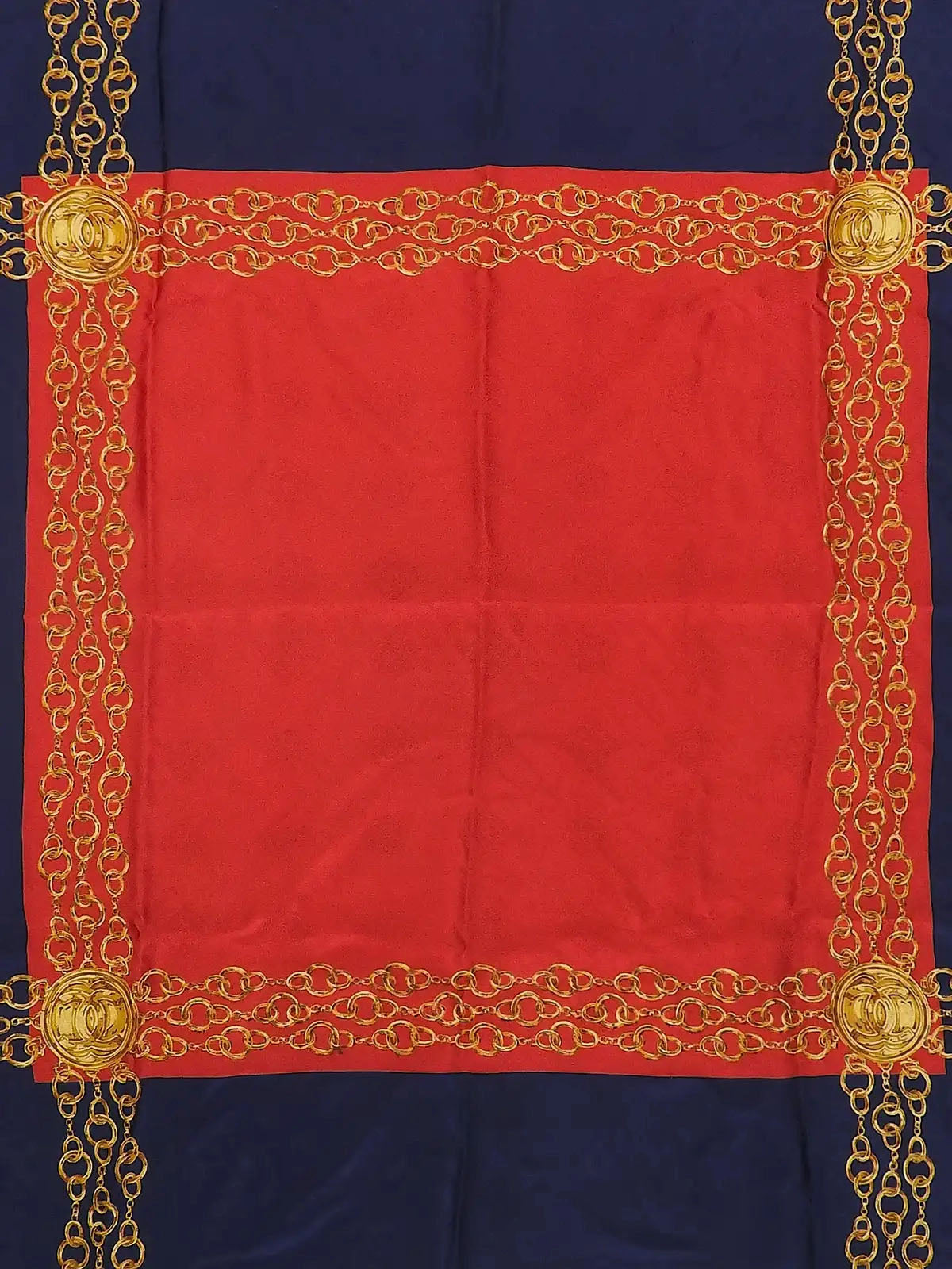 CC Mark Chain Belt Pattern Scarf Navy/Red
