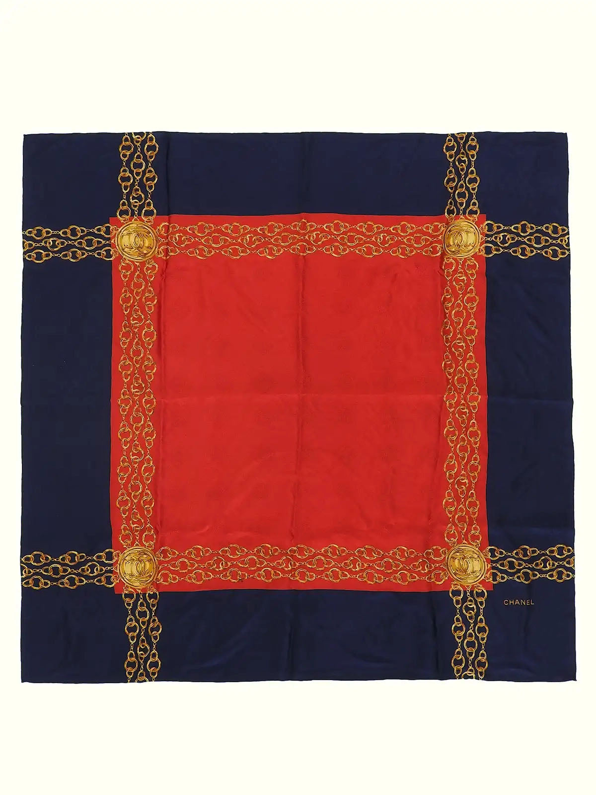 CC Mark Chain Belt Pattern Scarf Navy/Red