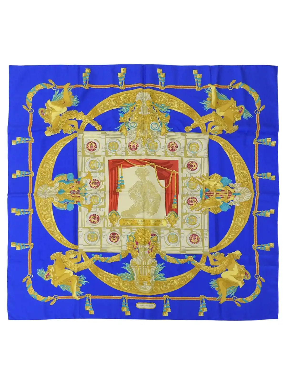 Carré 90 Hommage A Charles Garnier Pattern Scarf Blue/Multi