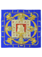 Carré 90 Hommage A Charles Garnier Pattern Scarf Blue/Multi