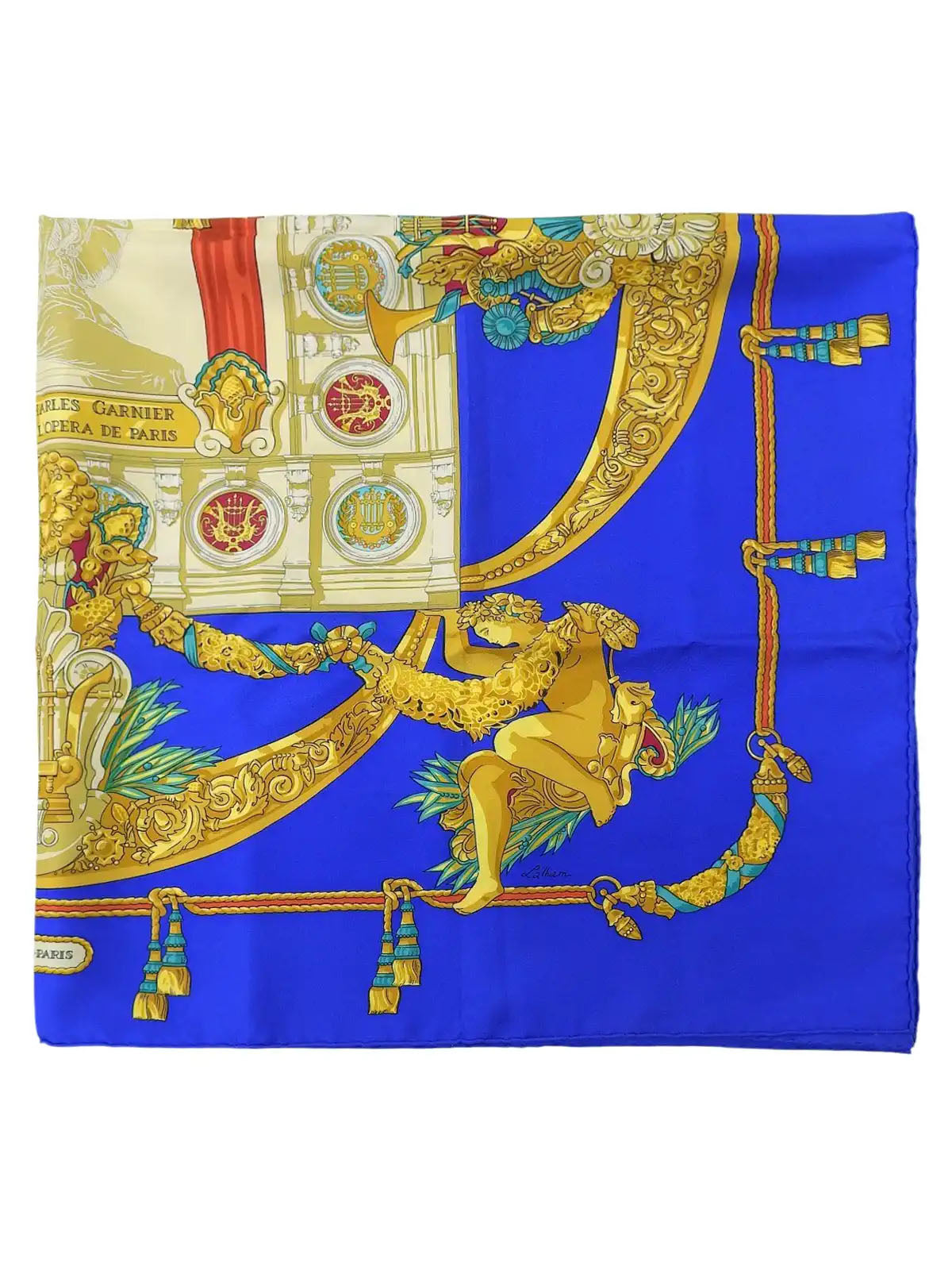 Carré 90 Hommage A Charles Garnier Pattern Scarf Blue/Multi