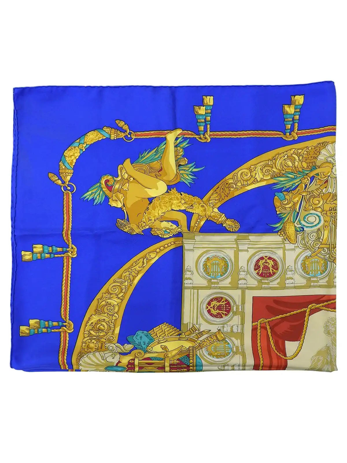 Carré 90 Hommage A Charles Garnier Pattern Scarf Blue/Multi