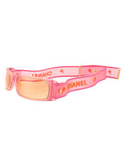 Rubber strap sunglasses in pink/orange
