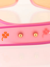 Rubber strap sunglasses in pink/orange