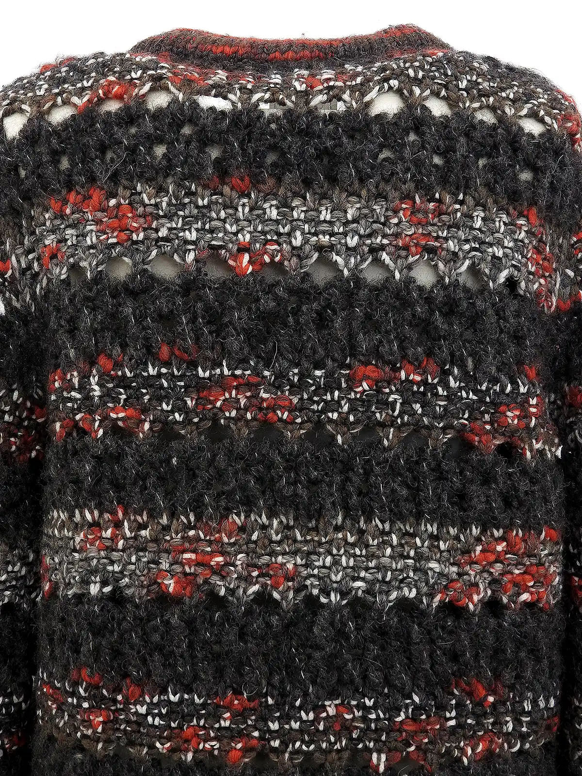 ウールCCマークトグルボタンローゲージニットジャケット グレー/レッド/マルチ