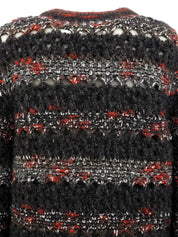 ウールCCマークトグルボタンローゲージニットジャケット グレー/レッド/マルチ