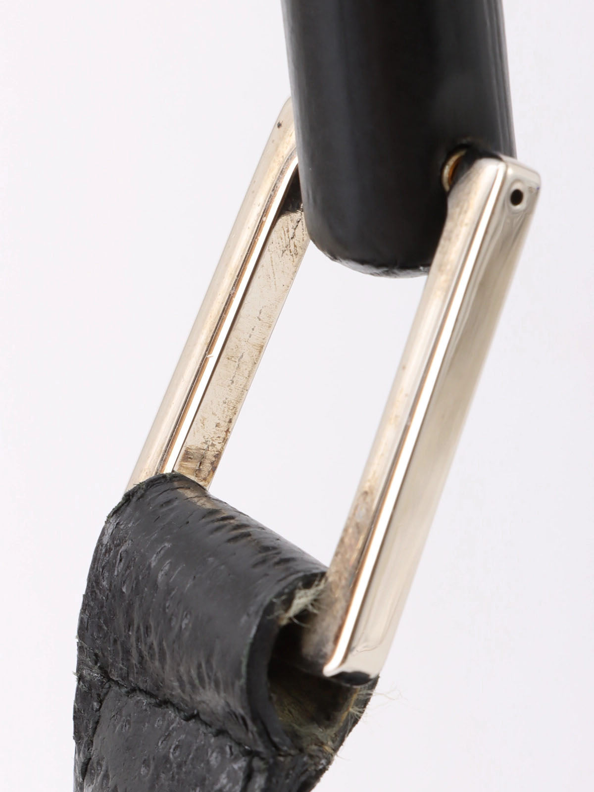 Canvas and leather combination bamboo shoulder bag in black