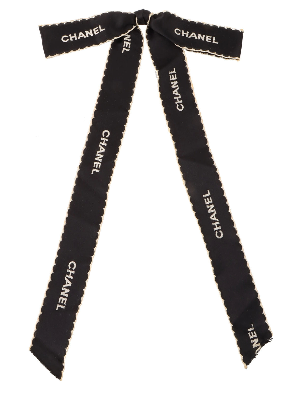 Logo ribbon brooch in black