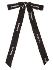 Logo ribbon brooch in black