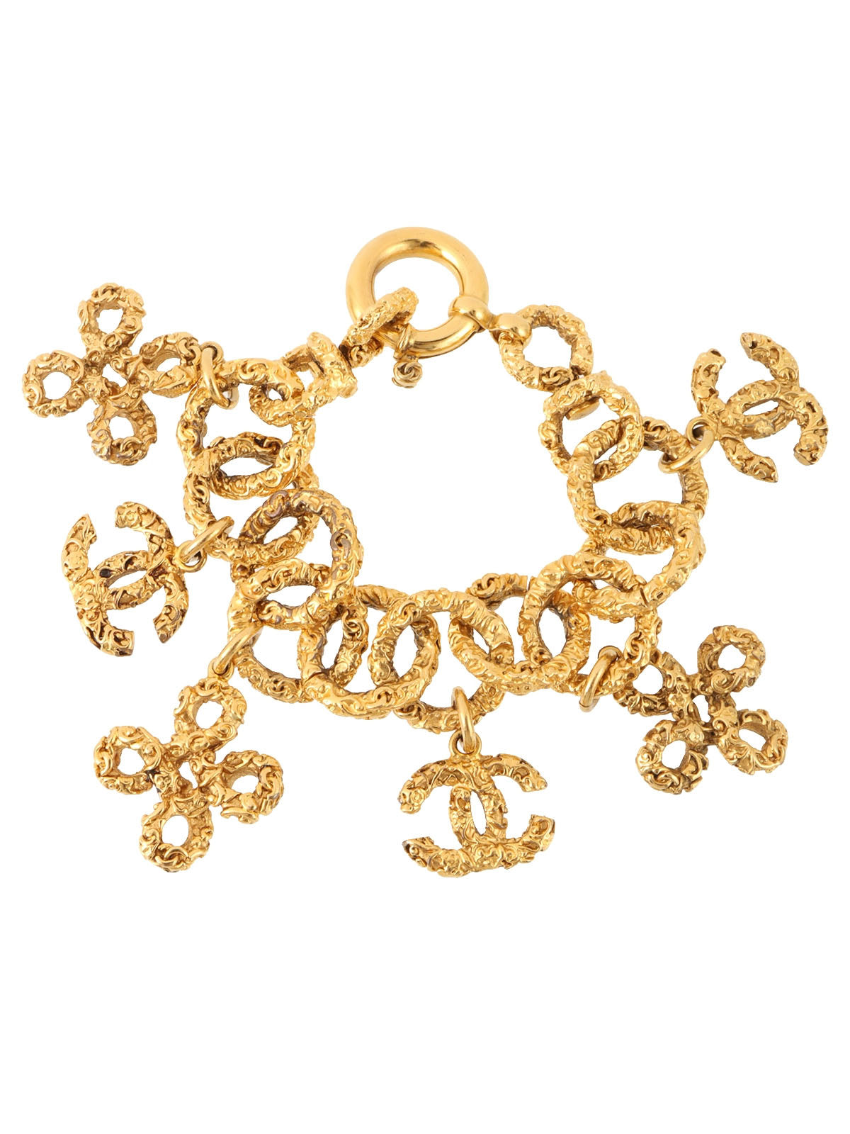 1993年製 クローバーCCマークチャームブレスレット ゴールド