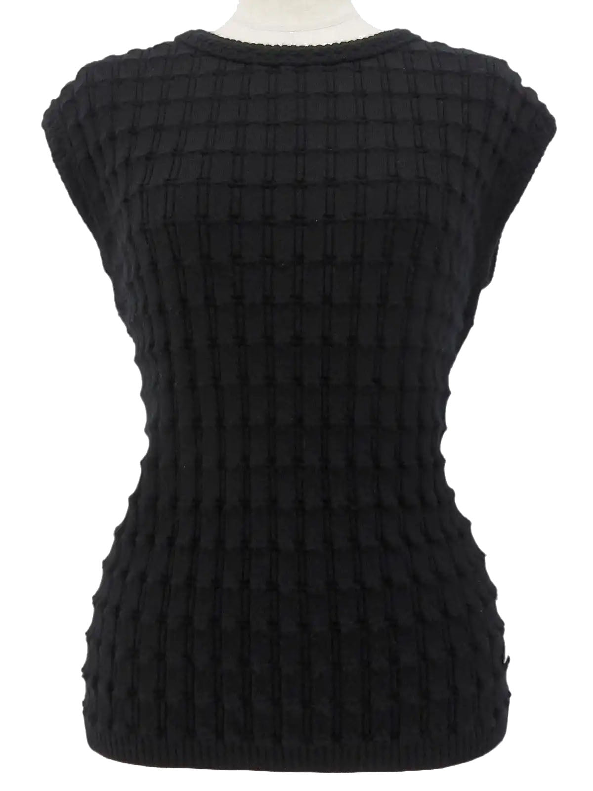 カシミアミニロゴプレートノースリーブニット ブラック