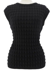 カシミアミニロゴプレートノースリーブニット ブラック