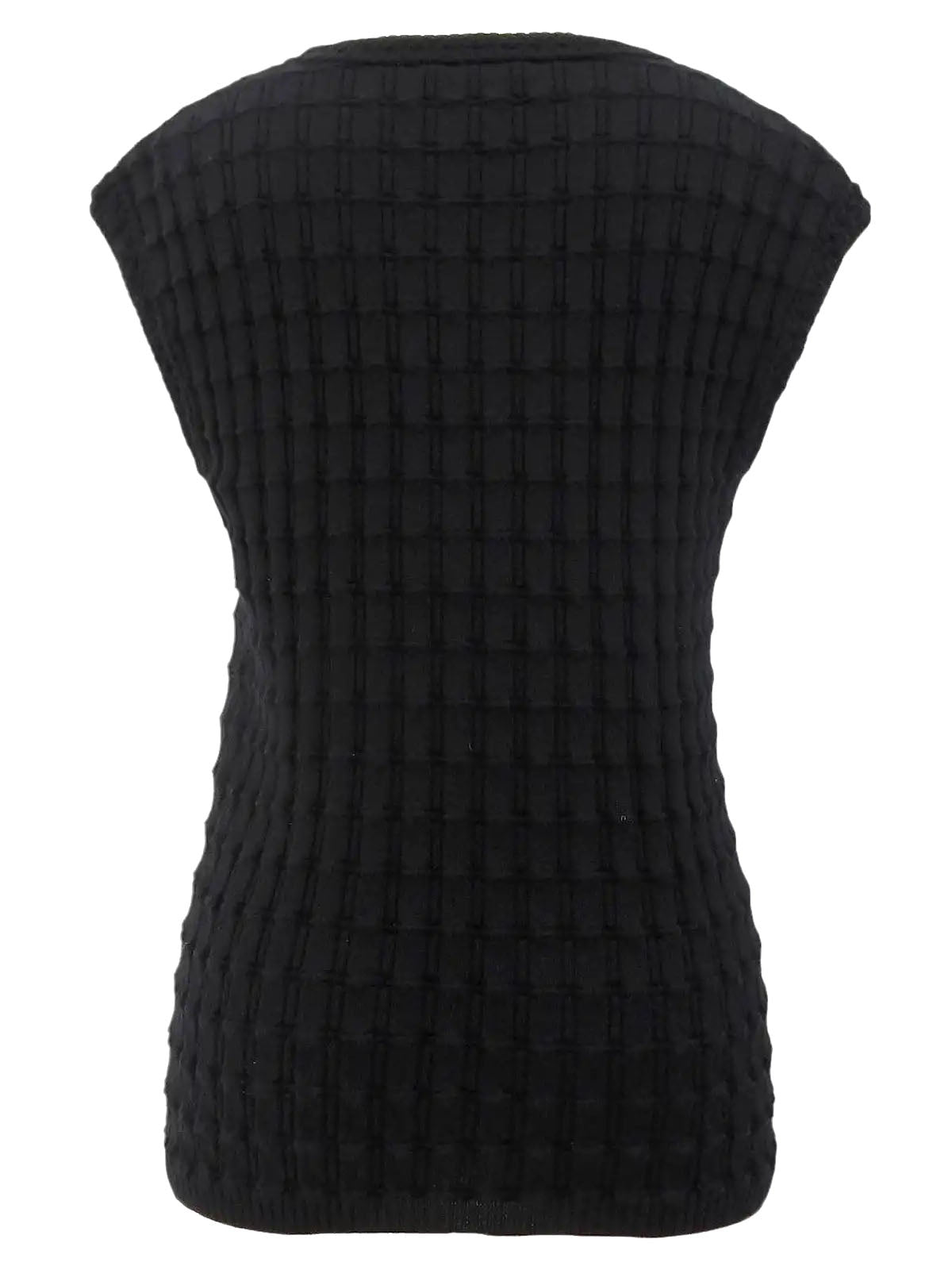 カシミアミニロゴプレートノースリーブニット ブラック