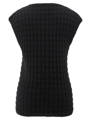 カシミアミニロゴプレートノースリーブニット ブラック