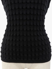 Cashmere Mini Logo Plate Sleeveless Knit in Black