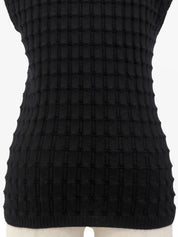 カシミアミニロゴプレートノースリーブニット ブラック