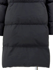 Nylon Logo Zip-Up Long Coat in Black