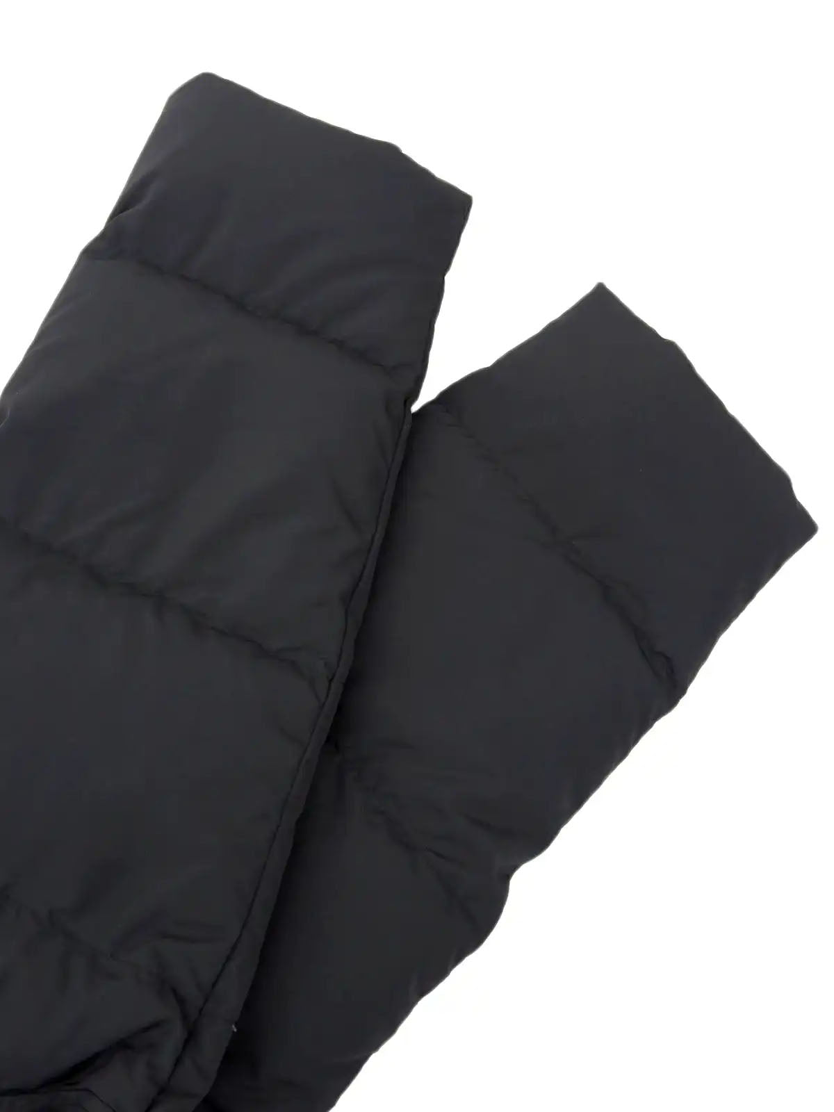 Nylon Logo Zip-Up Long Coat in Black