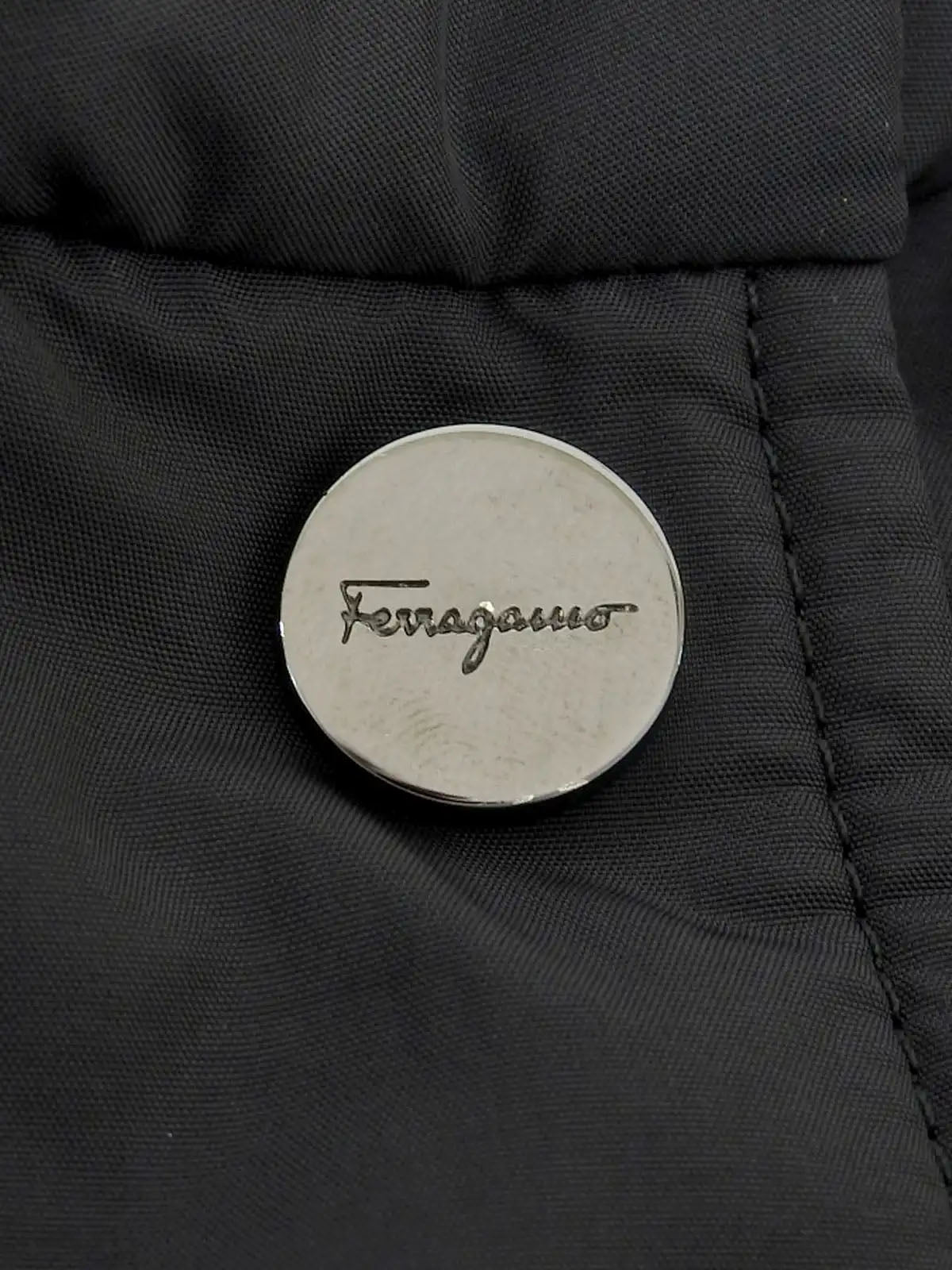 Nylon Logo Zip-Up Long Coat in Black