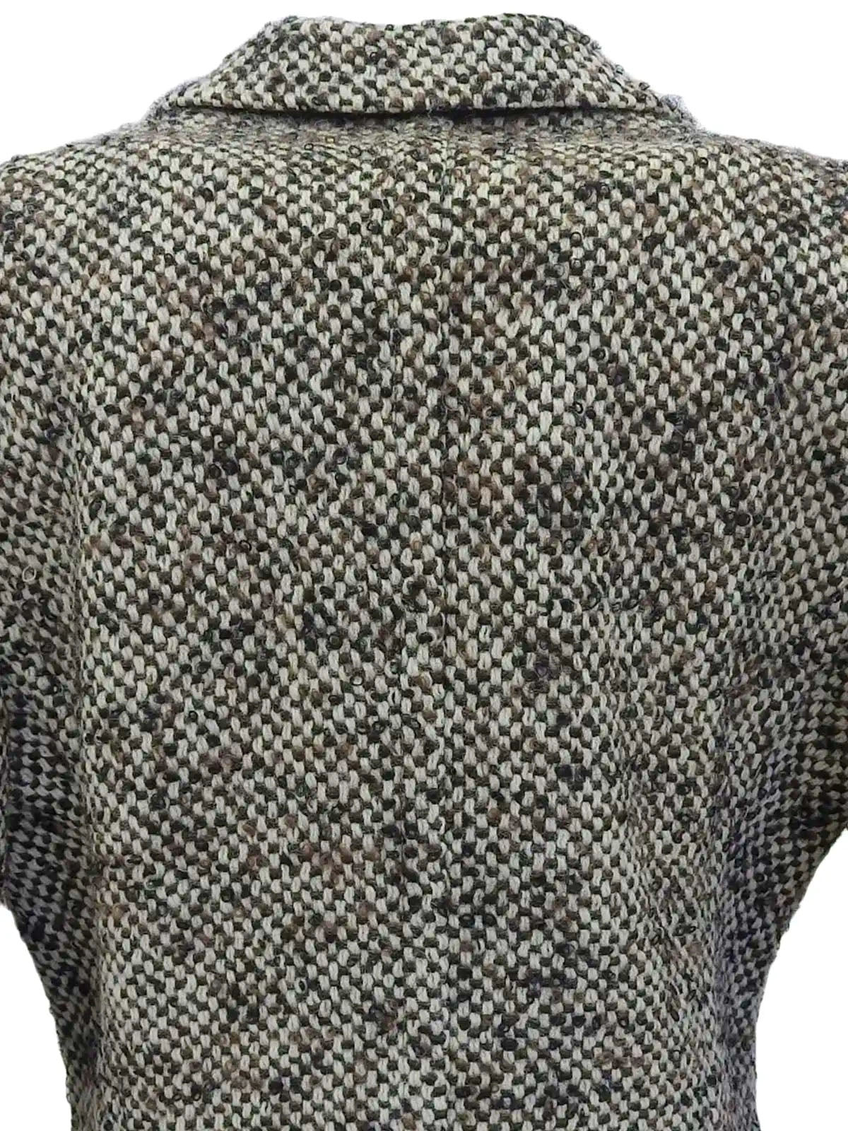 象牙色、棕色和黑色粗花呢单扣夹克