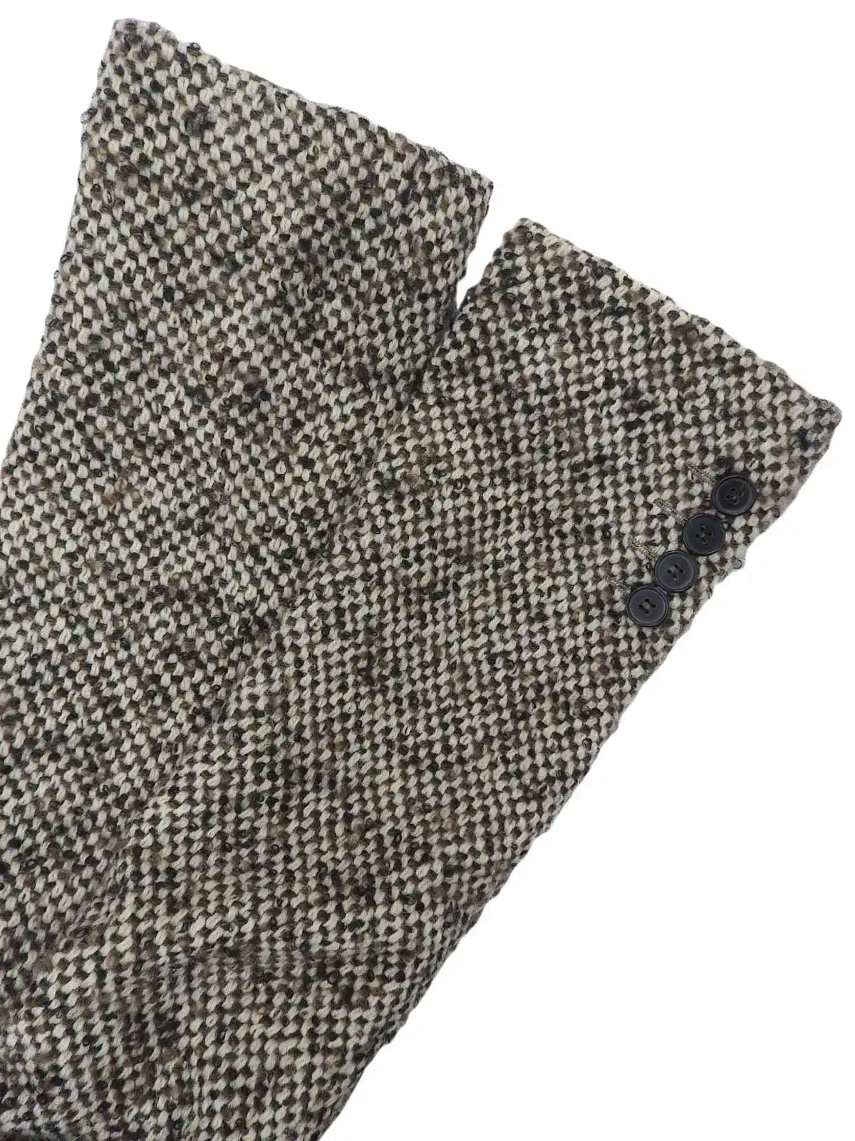 象牙色、棕色和黑色粗花呢单扣夹克