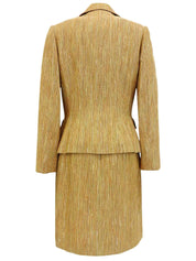 Striped Vara Plate Button Ensemble in Beige/Multi