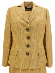 Striped Vara Plate Button Ensemble in Beige/Multi
