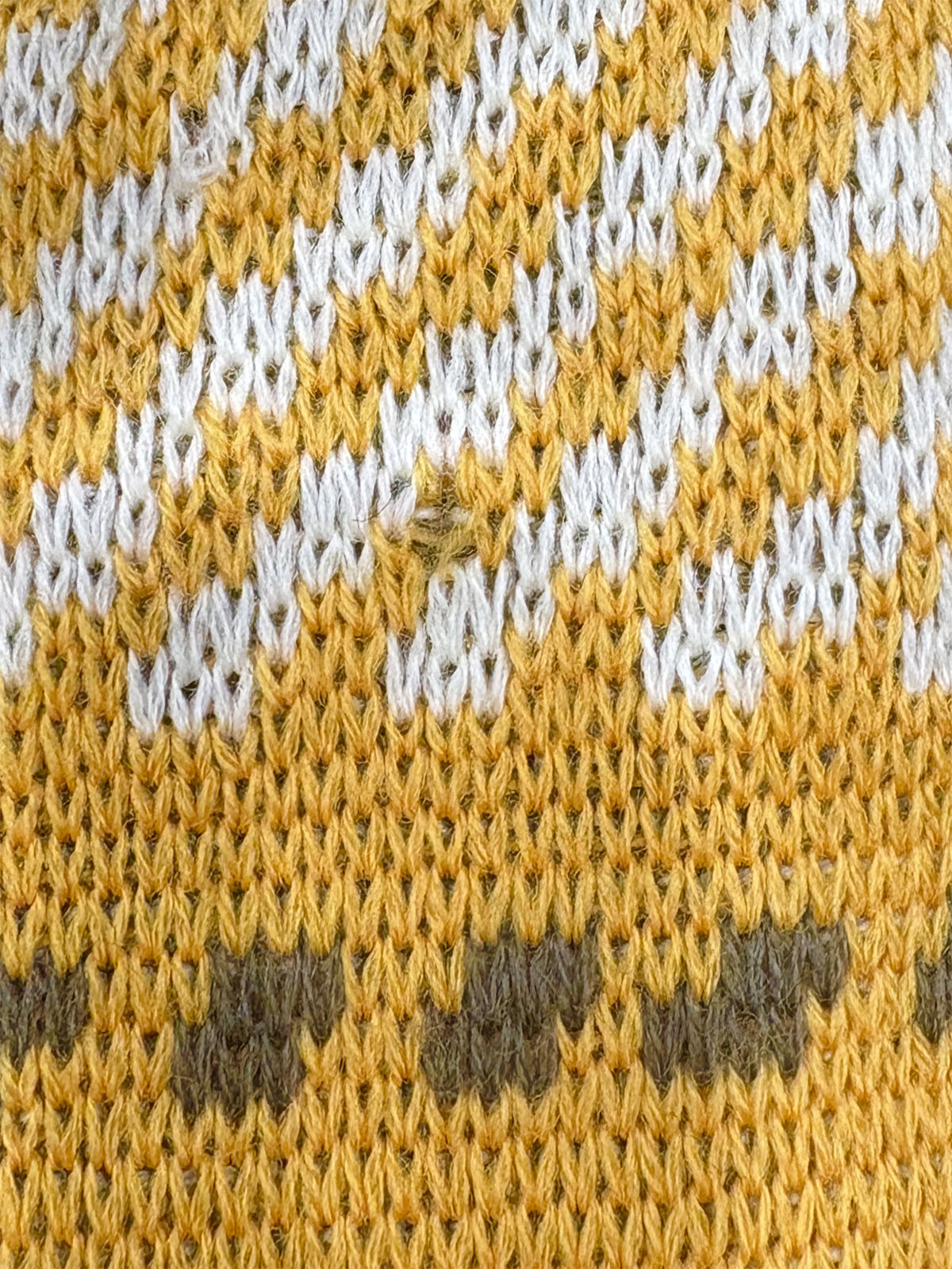 チェックパターンニットトップス イエロー