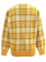 チェックパターンニットトップス イエロー